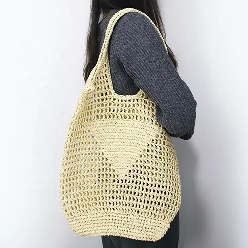 Eco-Friendly Raffia Straw Handwoven Tote Bag with Large Capacity